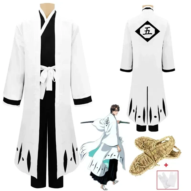 Costume de cosplay Anime Bleach Aizen Sousuke Guerre des Mille Ans, Kimono de Capitaine de la 5ème Division, Uniforme Arrancar, Halloween
