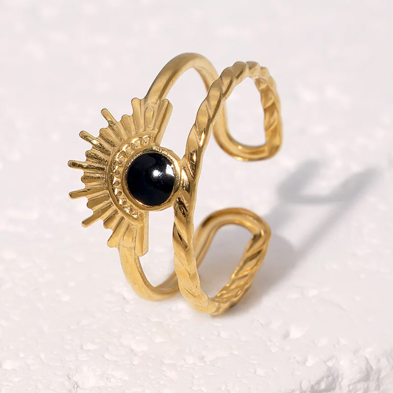 Egyptian Style Open Ring Woman Jewelry Vintage Minimalist Stainless Steel Adjustable Stackable Rings Couples Gift Items