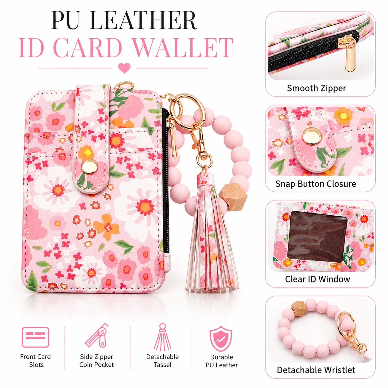 กระเป๋าใส่บัตรประจำตัวหนัง PU - Embroidery Wallet บทวิจารณ์และราคา