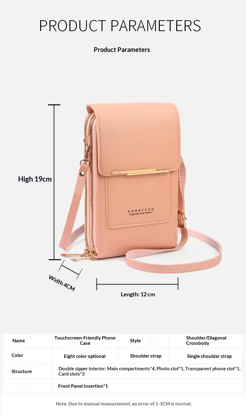 Homefish Damen Touchscreen PU-Leder Umhängetasche für Mobiltelefone, Multi-Kartenhalter, Mini-Geldbörse für den täglichen Gebrauch, Reisen und Outdoor-Aktivitäten. – Detail 8
