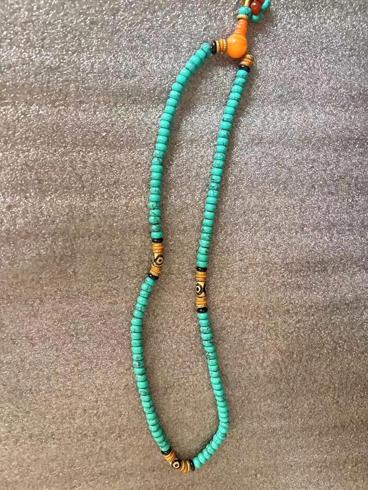 

13"Old Turquoise Abacus Beads Mosaic Gem gZi Beads Buddha Beads Necklace Pendant Amulet Dharam Town house