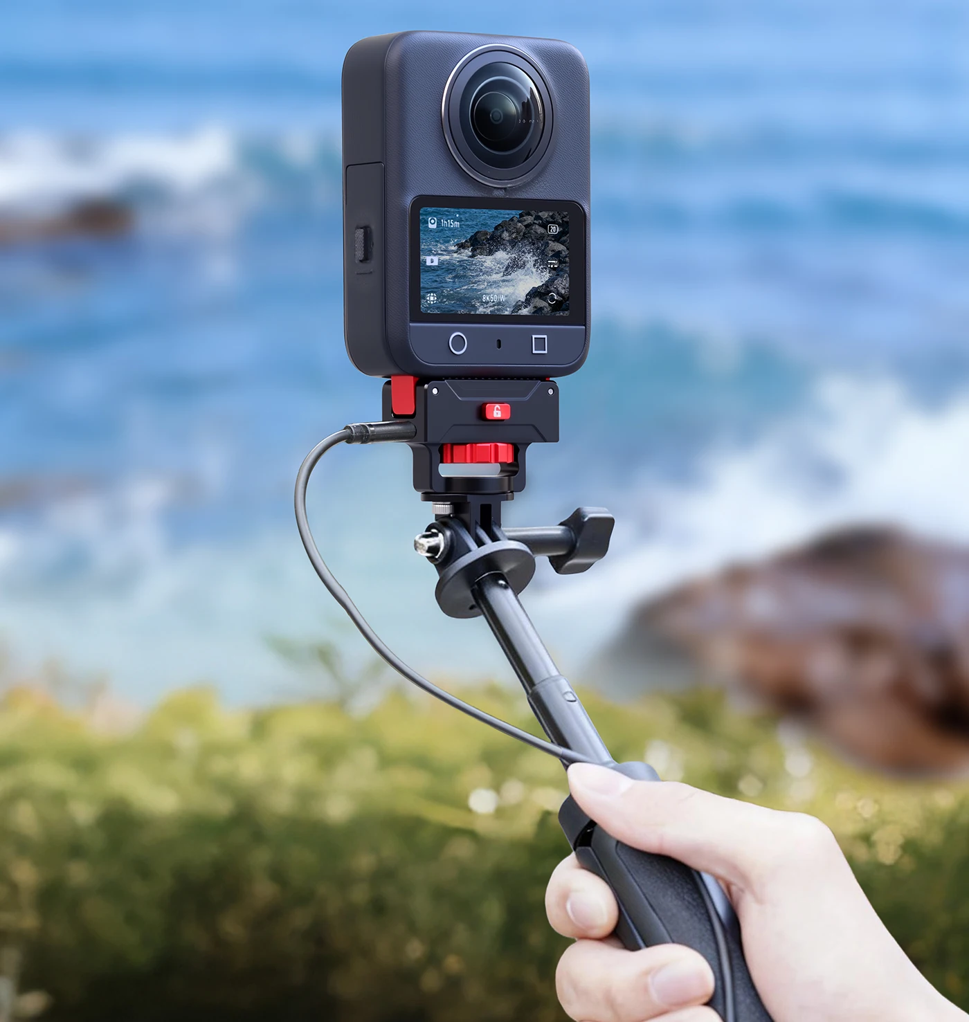 Schnellverschluss-Magnethalterung für DJI Osmo 360 Action-Kamera, Ladestation mit USB-C-Anschluss, 1/4 Zoll Stativ, Selfie-Stick, Motorradhalterung – Detail 7