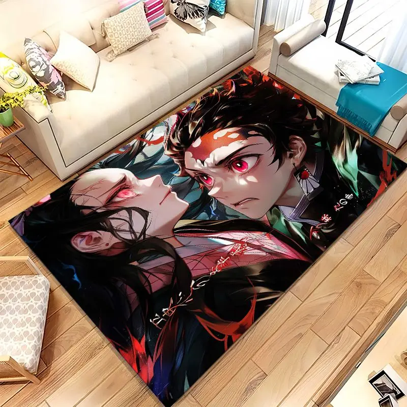 Demon Slayer Kimetsu no Yaiba Tanjiro Nezuko Anime Non-Slip Area Rug for Living Room,Bedroom Carpet Mat for Sofa,Home Decor Gift