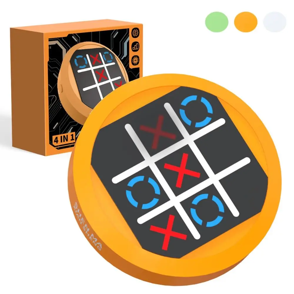 

Creative 4-in-1 Tic Tac Toe Game Round Handheld Puzzle Game Console Mini Puzzle Toys for Brain Training