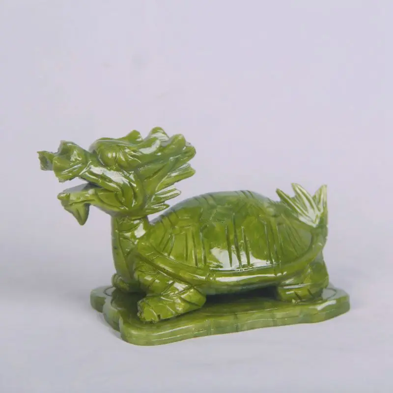 18CM #  office home efficacious exorcise evil spirits Talisman Protection - jade Dragon Turtle FENG SHUI Sculpture statue