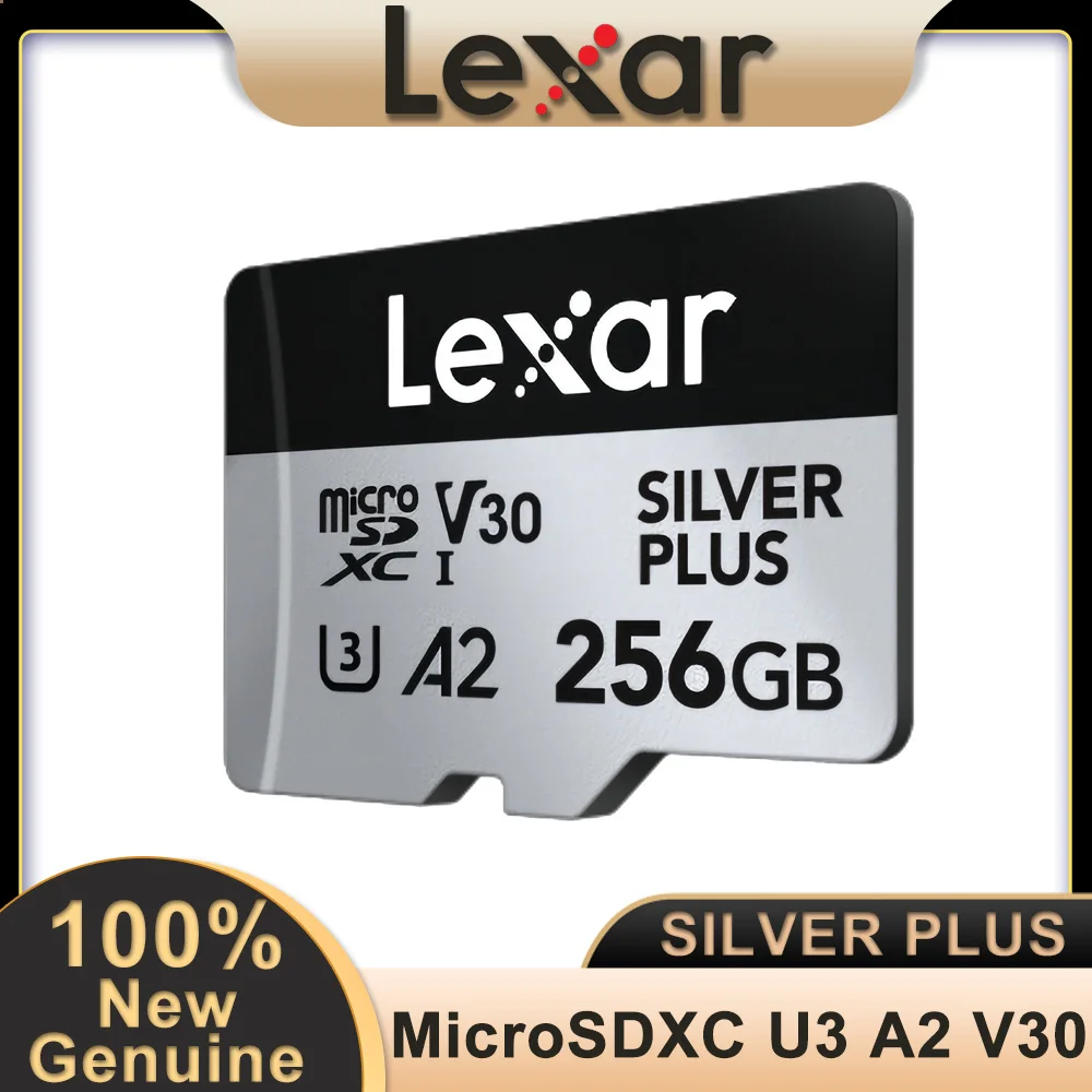 Lexar Professional SILVER PLUS microSDXC UHS-I Memory Card U3 A2 V3 4K TF Card 64GB 128GB 256GB Storage Card for Tablet drone