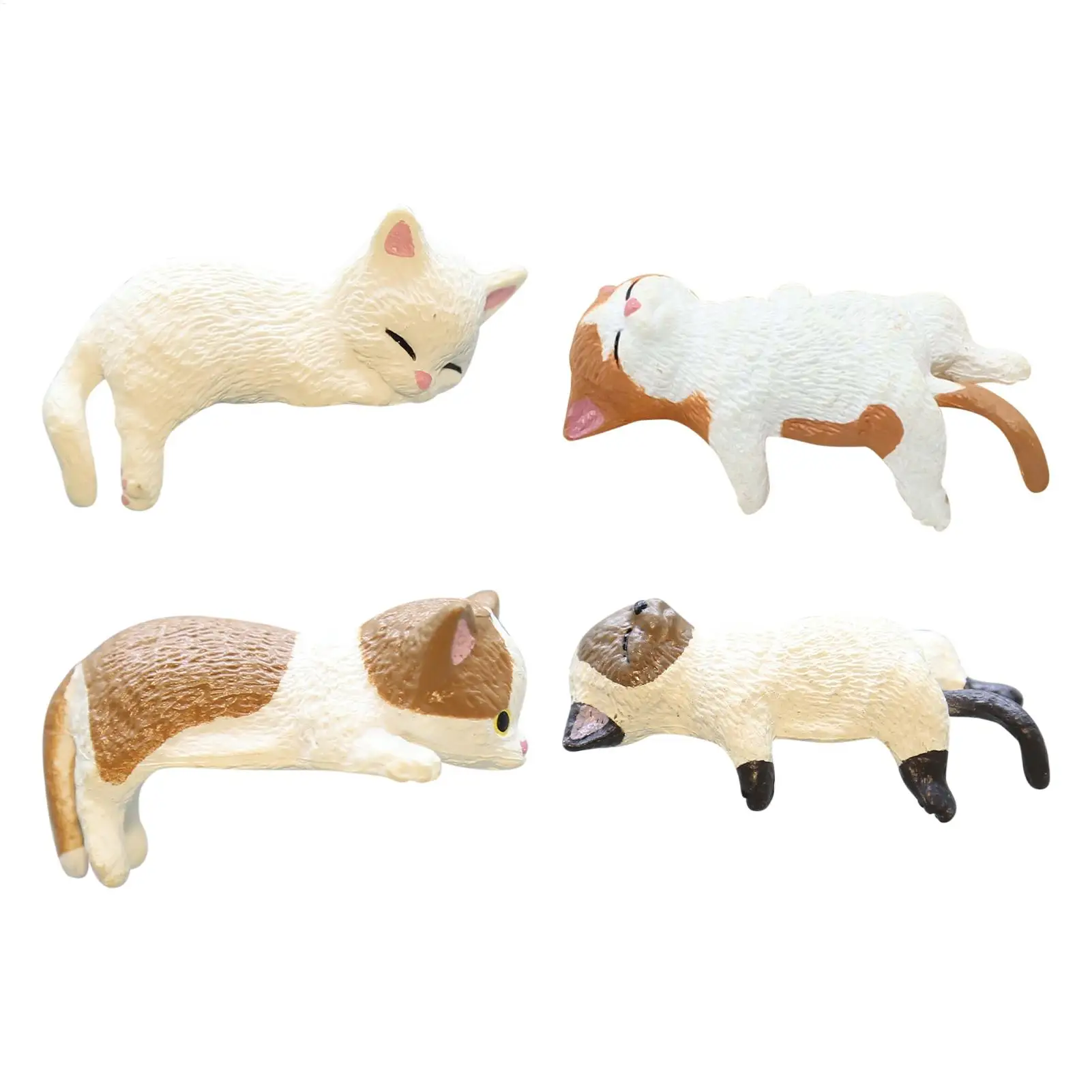 Mini Cat Figurines Decorative Kitten Desktop Figure Creative Miniature Cat Statues for Home Workplace Car Aquarium Monitor