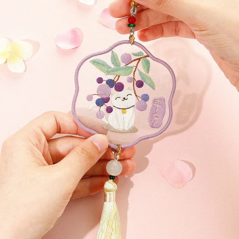 Handmade Embroidery Peace Symbol DIY Material Kit for Beginners Boyfriend Gift Protective Good Luck Starting out