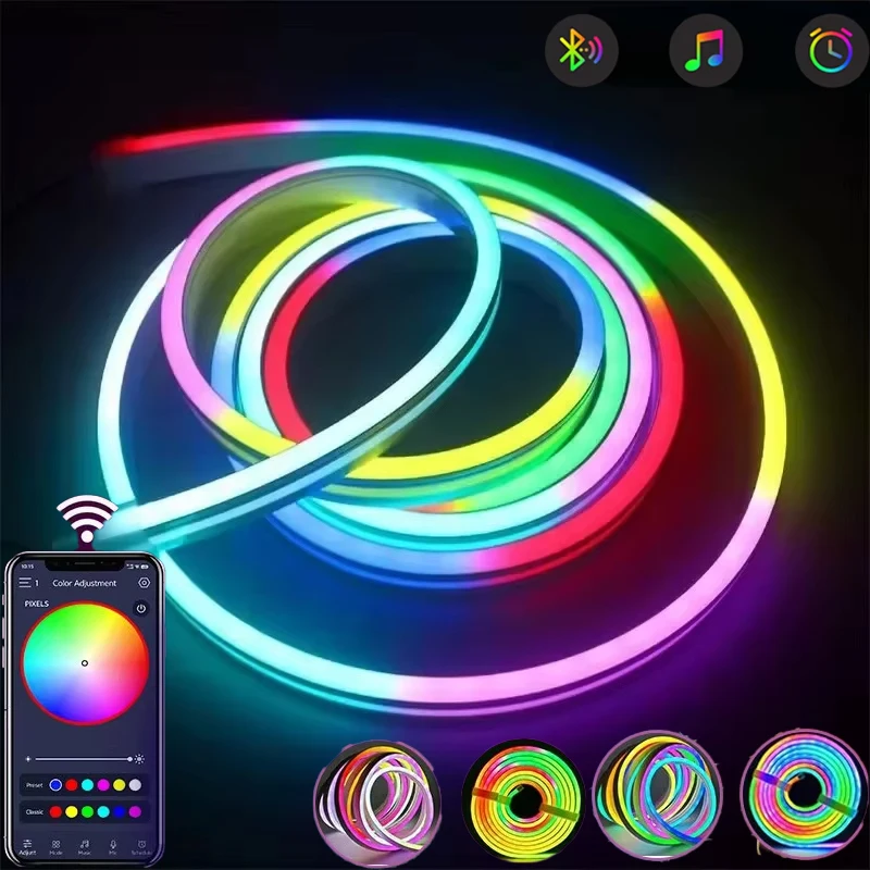 

RGBIC Neon Light Strip LED Strip Light Bluetooth APP Control Light Strip Flexible Pickup Light Strip Outdoor Garden Decor
