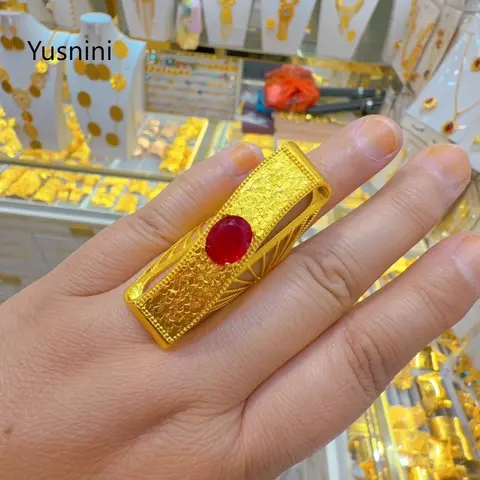New French Dubai High end 24K Gold Plated Ring Exquisite Wedding Party Jewelry for Lovers 666