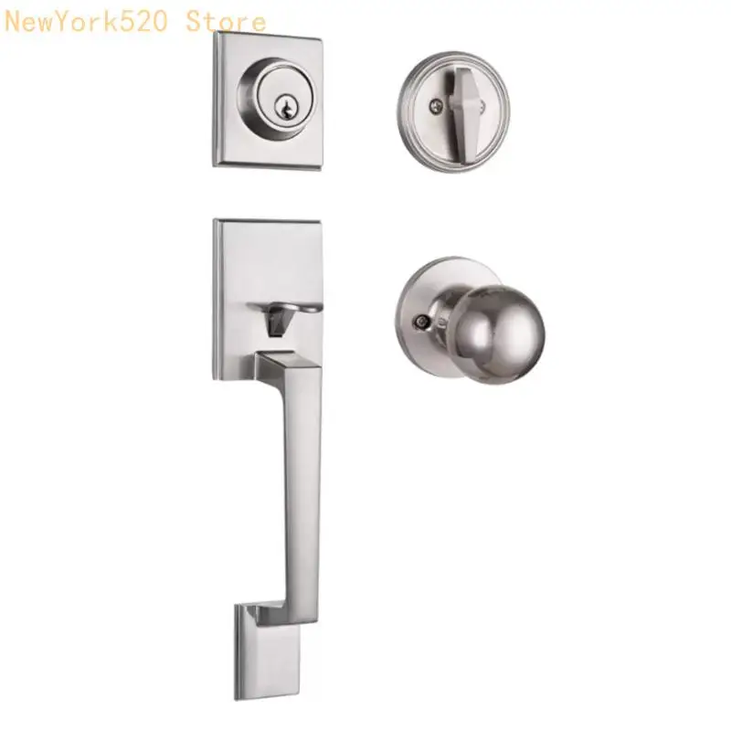 Front Door Lock Set with Door Knob Metal Exterior Handle Anti theft Door Lock N84C