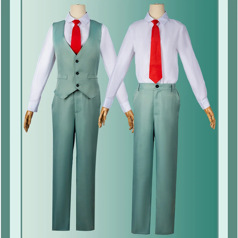 Fato de Cosplay Familiar Spy X para Homem, Loid Forger, Fato verde claro, Conjunto completo, Peruca, Chapéu, Roupa de Crepúsculo, Encenação, Anime