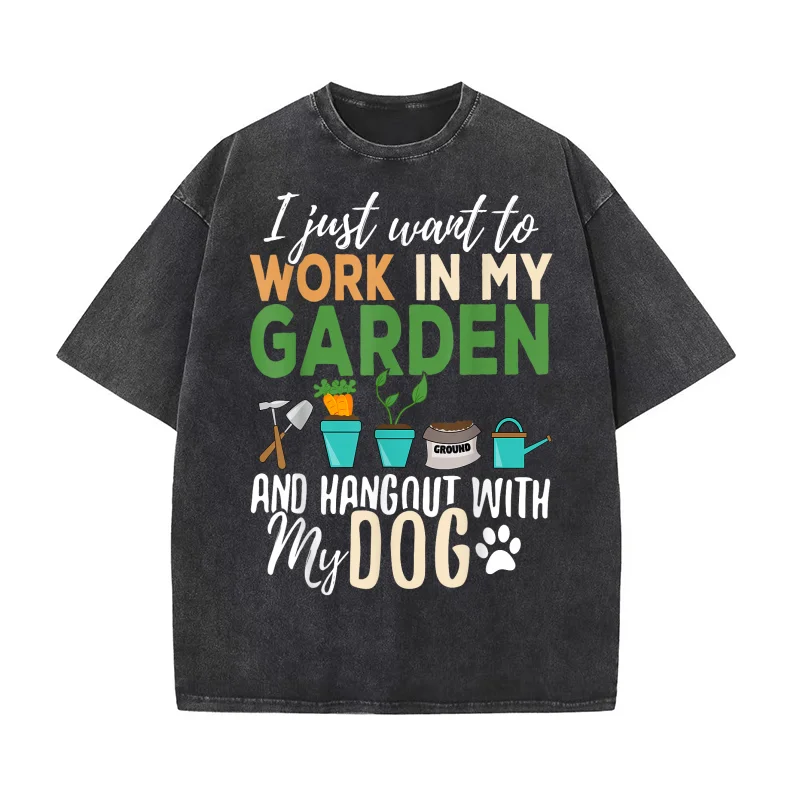 

Gardening Luxury Brand Men's T-shirts O-neck Tshirt Lover Gardener Pet Gift Plants Work In Garden Hangout With Dog