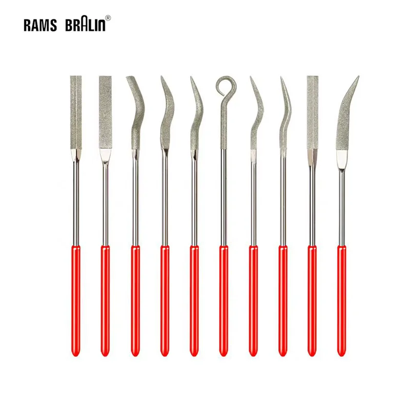 10 pieces Diamond Files Burrs Set Hand Grinding Repairing Tool for Hard Metal Mould Glass