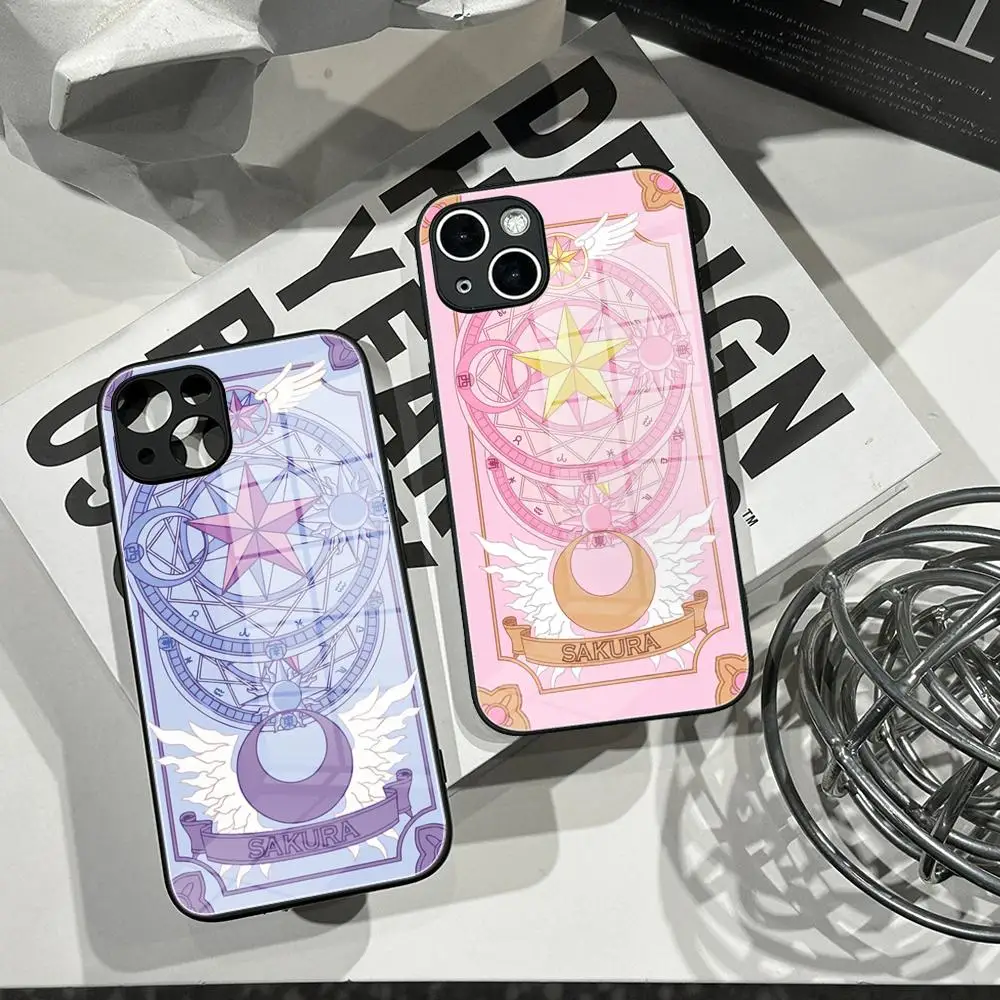 Anime Card Captor Sakura Phone Case Tempered Glass Shell FOR IPhone 15ProMAX 14 11 12 Pro 8 7 15Plus 13 Pro MAX XR XS MINI Cover