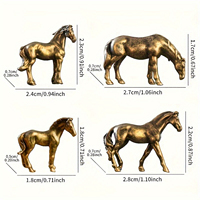 Antique Brass Solid Long Tail Horse Figurine Miniature Feng Shui Ornament Copper Zodiac Animal Mini Desktop Decoration Craft New