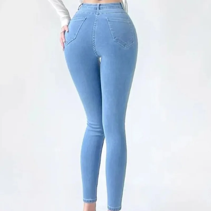 Spring Korean Fashion Casual Kot Pantolon Woman Large Size Streetwear Sexy Stretch Denim Pants High Waist Skinny Pencil Jeans