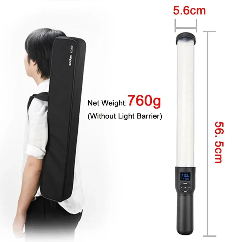 LC500 LED Light Sticks Adjustable 3300K-5600K Color Temperature CRI 95 Built-in Lithium Battery 14.8V/2600mAh