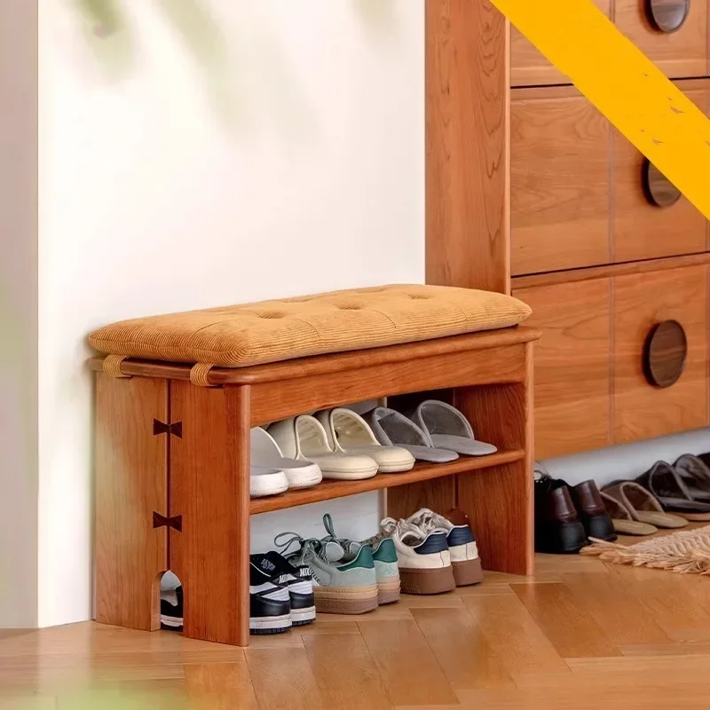 

Solid wood shoe change stool hanger integrated living room simple entrance entrance partition household shoe stool