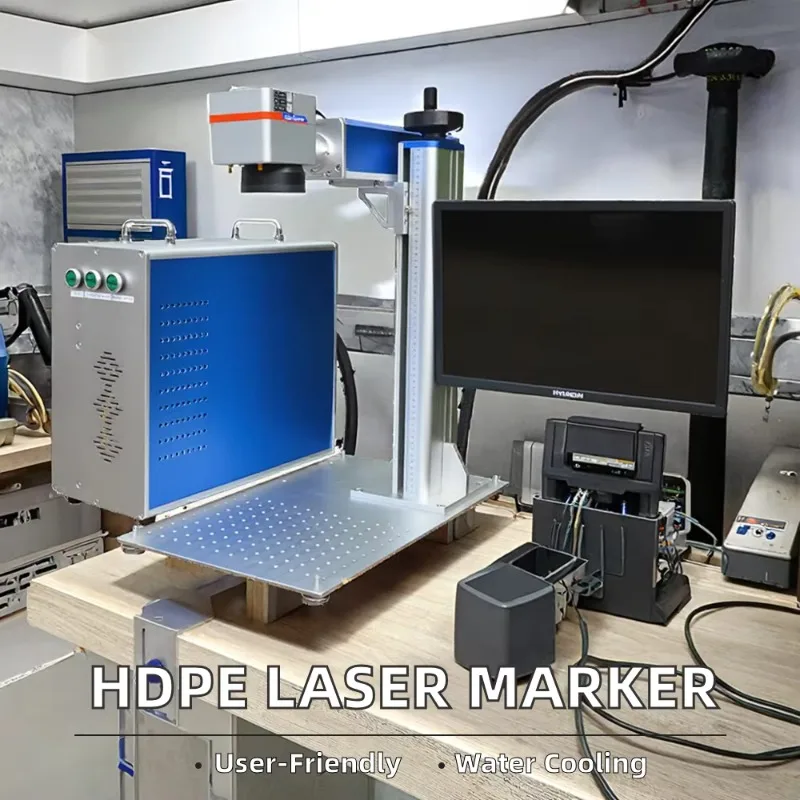 Rotary Fiber Laser Marking Machine 20W 30W 50W Raycus for HDPE Pipe Tube Round Cylinder Metal Engraving EZCAD Air Cooling