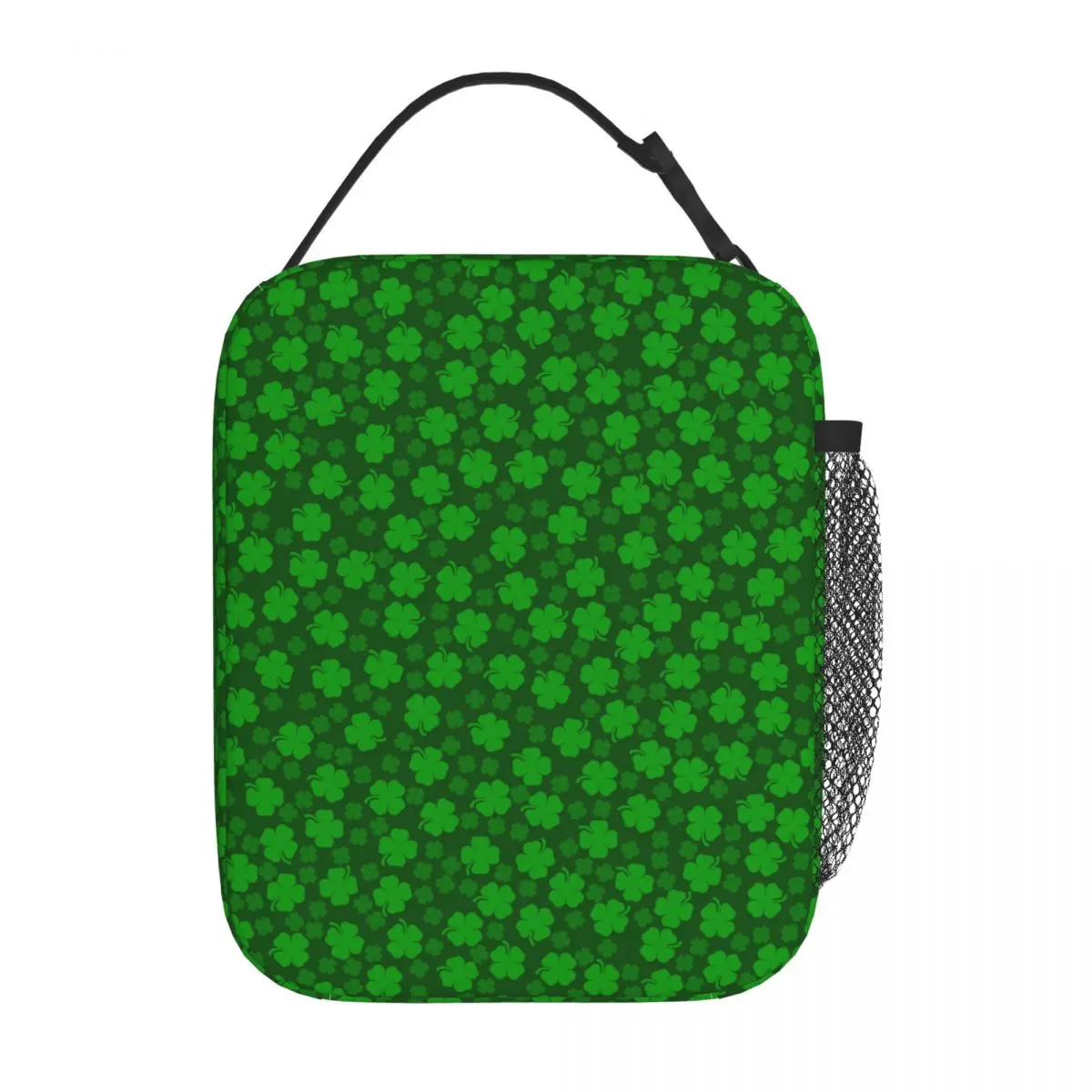 St Patrick Day Shamrocks Lunch Bag For Women 4 Leaf Clover Lunch Box Picnic Portable Insulated Thermal Tote Handbags Cooler Bag