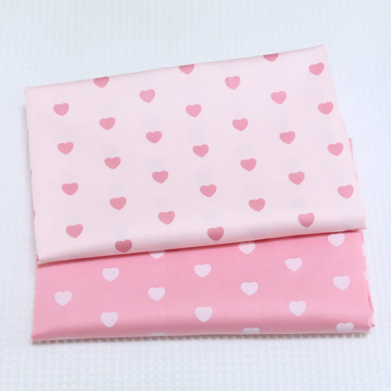 160x50cm Pink Heart Peach Printed Cotton Twill Fabric, Making Quilt Cover Bed Sheet Baby Pajamas Dress Handmade Shell Cloth