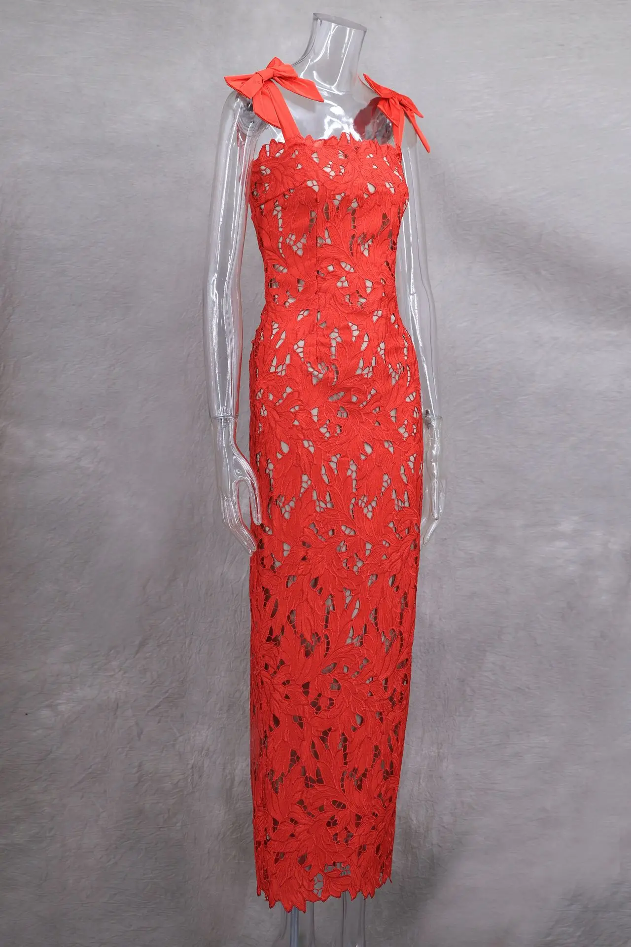 שמלת מקסי סקסית עם קשירת קשתות לנשים לאביב קיץ 2025, לגוף חשוף, ליום ההולדת ולמועדון, ללא שרוולים