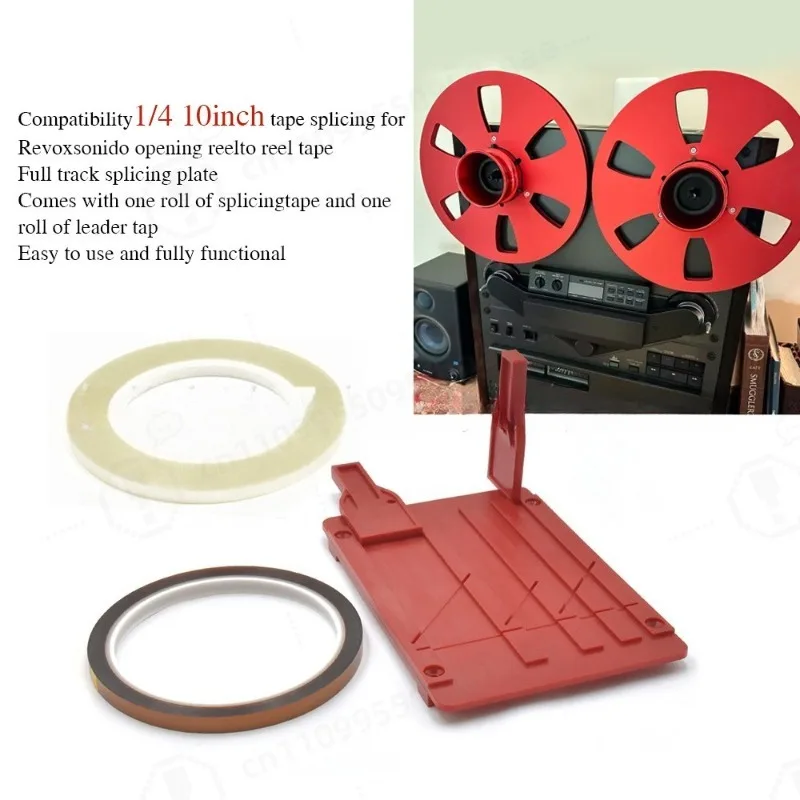 New Red 1/4 Inch 10 Inch Tape Splicer Kit Audio Tape Splicing Block Connect Rail Accessory for Open Reel Tape Recorder