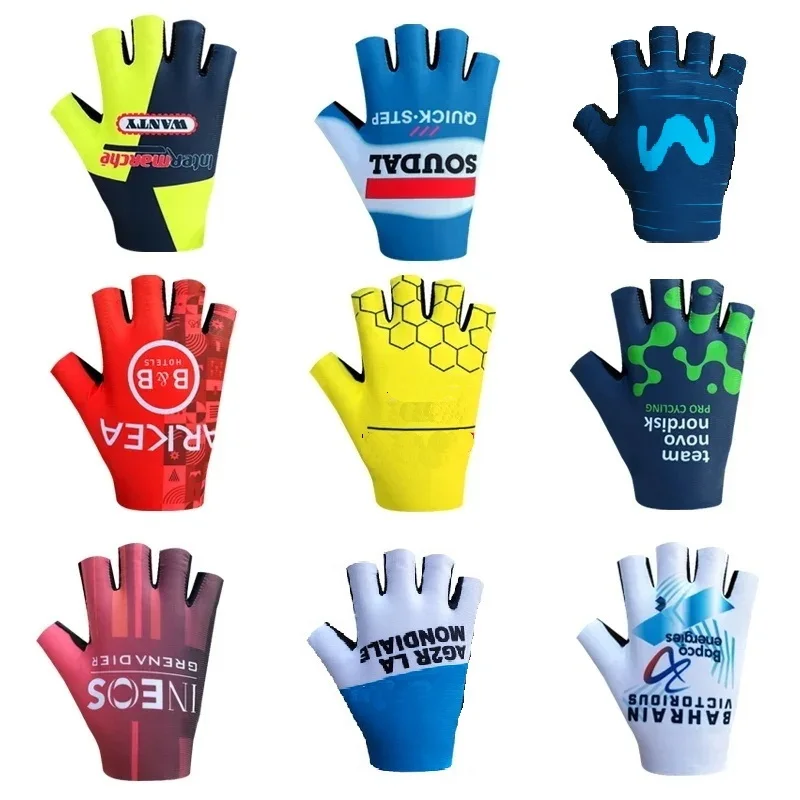 AliExpress NONE QUICK STEP INEOS INTERMARCHÉ-WANTY Ag2r Team One Pair Half Finger Cycling Gloves