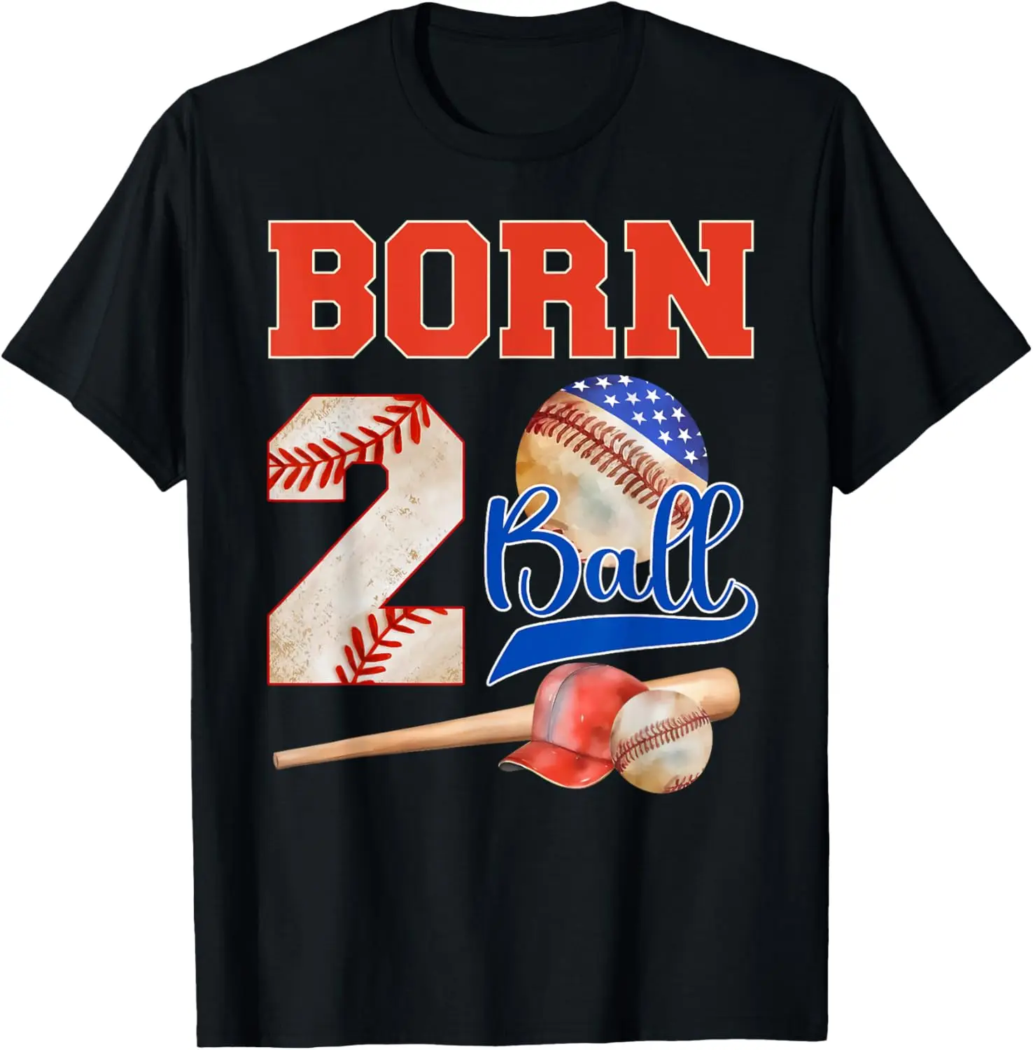 Born 2 Ball Birthday Decorations Baseball 2nd Birthday Boy T-Shirt