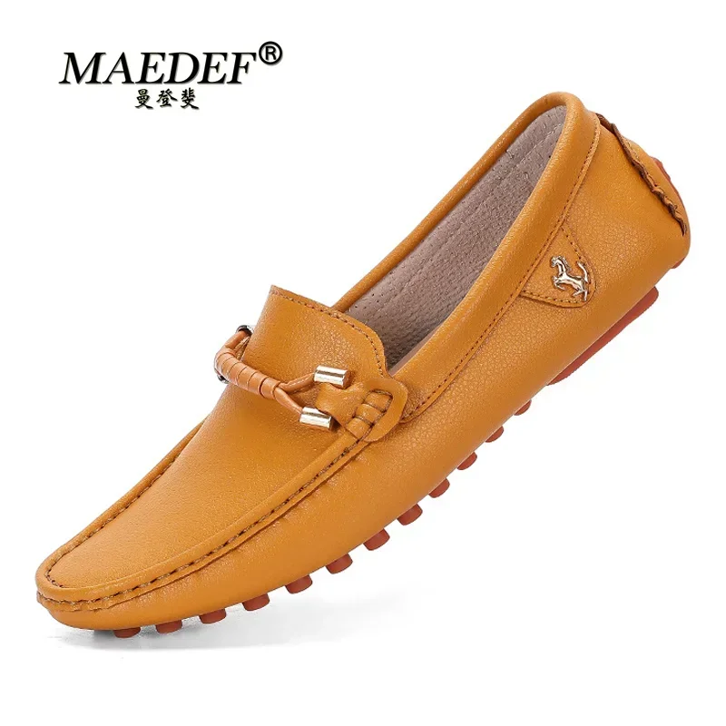 MAEDEF Leather Men's Casual Shoes 2024 Fashion Men Loafers Moccasins Soft Breathable Slip on Black Driving Shoes Plus Size 37-48