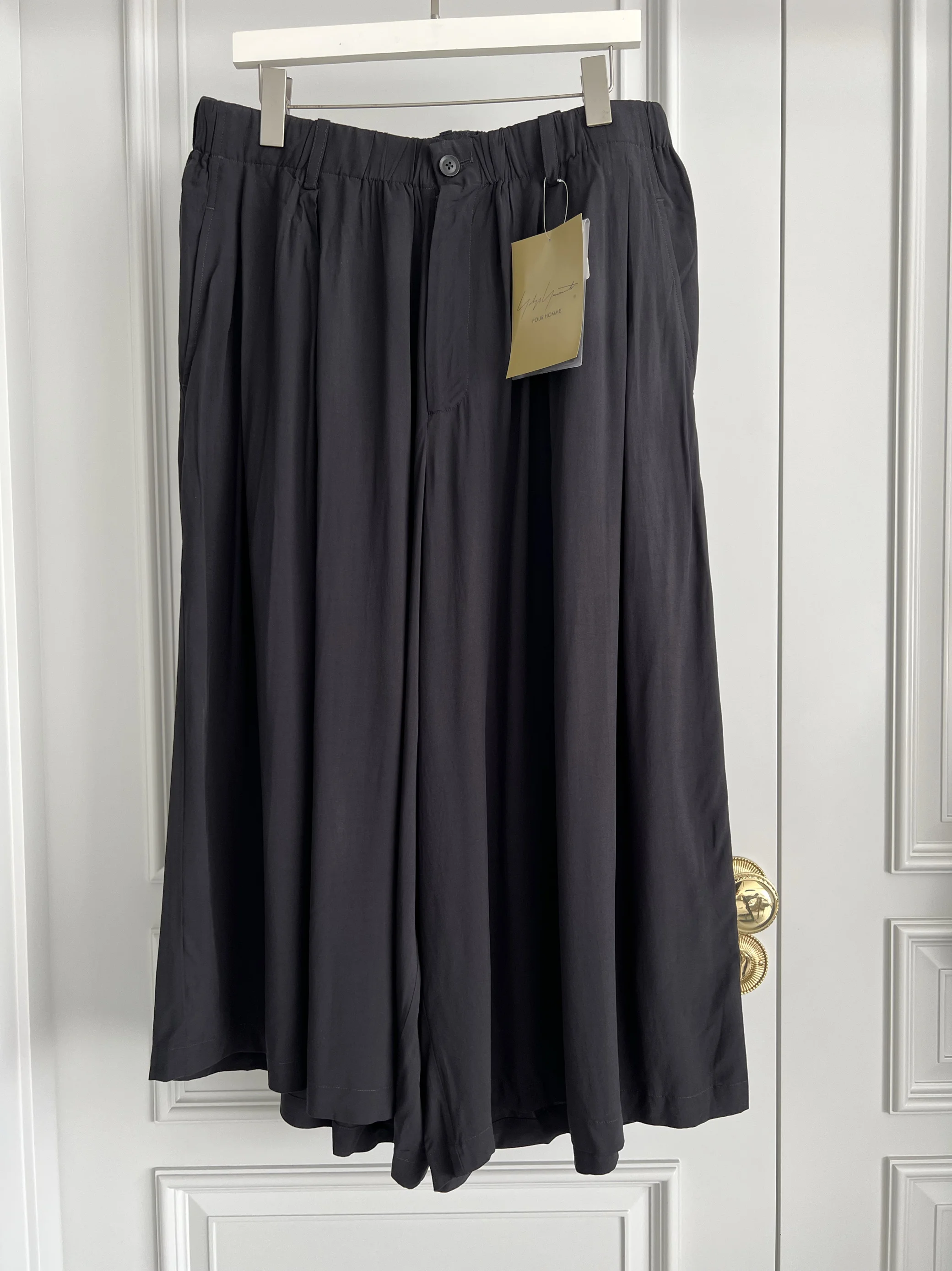 TOP-YAMOTO ดีไซน์ดั้งเดิมกางเกงลําลองทรงหลวมสีดําเข้มและเฉพาะกลุ่ม