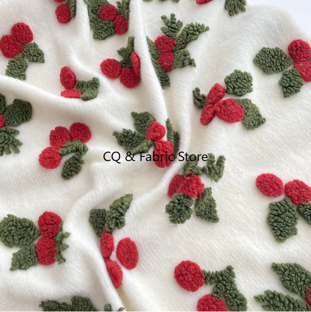 Knitted Woolen Fabric Three-dimensional Christmas Flower Jacquard Velvet Fabric For Coat Plush Toy Pillow Blanket Diy Fabric