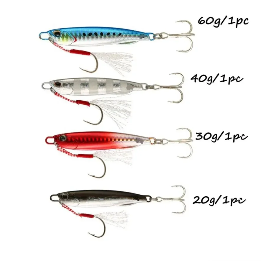

Fishing Lure Metal Jig 4pcs/Lot 20g 30g 40g 60g Jigging Lure Long Casting Jigs Spoon Wobbler Bait Sea Bass Fishing Bait