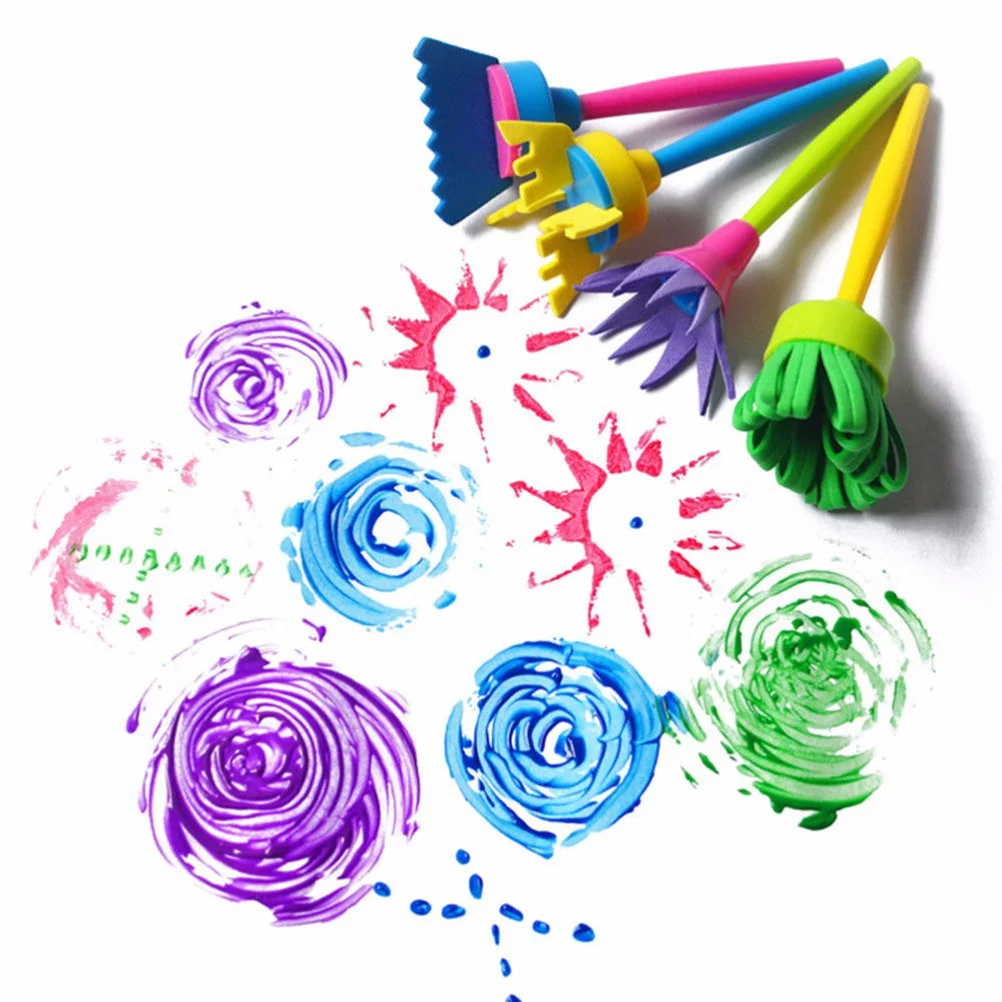 

4pcs Creative Painting Tools DIY Sponge Brush Kids Graffiti Child Imagination Patterns Handle Prevent Dirty Hands Paint