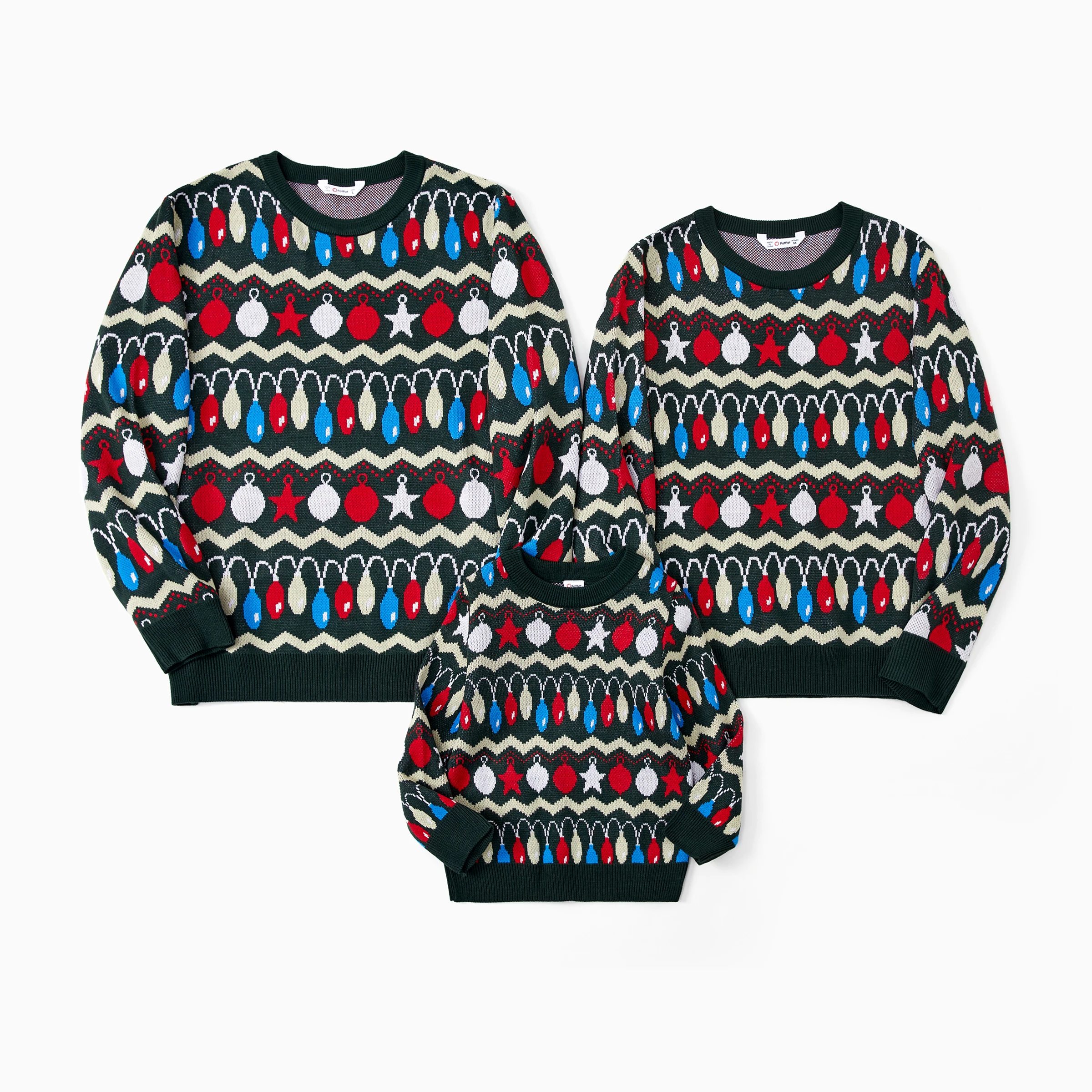 

PatPat Christmas Family Matching Allover Christmas Light Pattern Long Sleeves Sweater