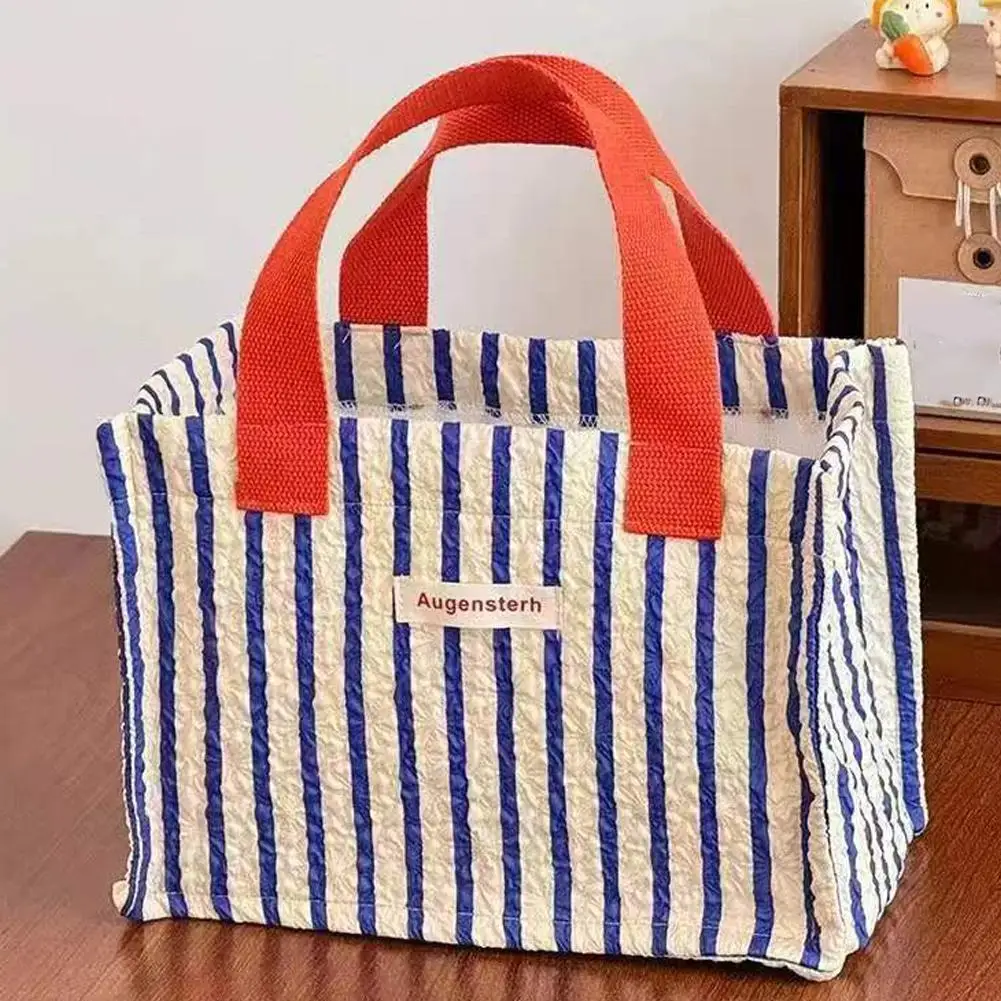 フラワーランチボックスバッグ高価値キャンバスハンドバッグ学生バッグランチオールマッチランチボックスバッグハンドバッグ便利な N2g5