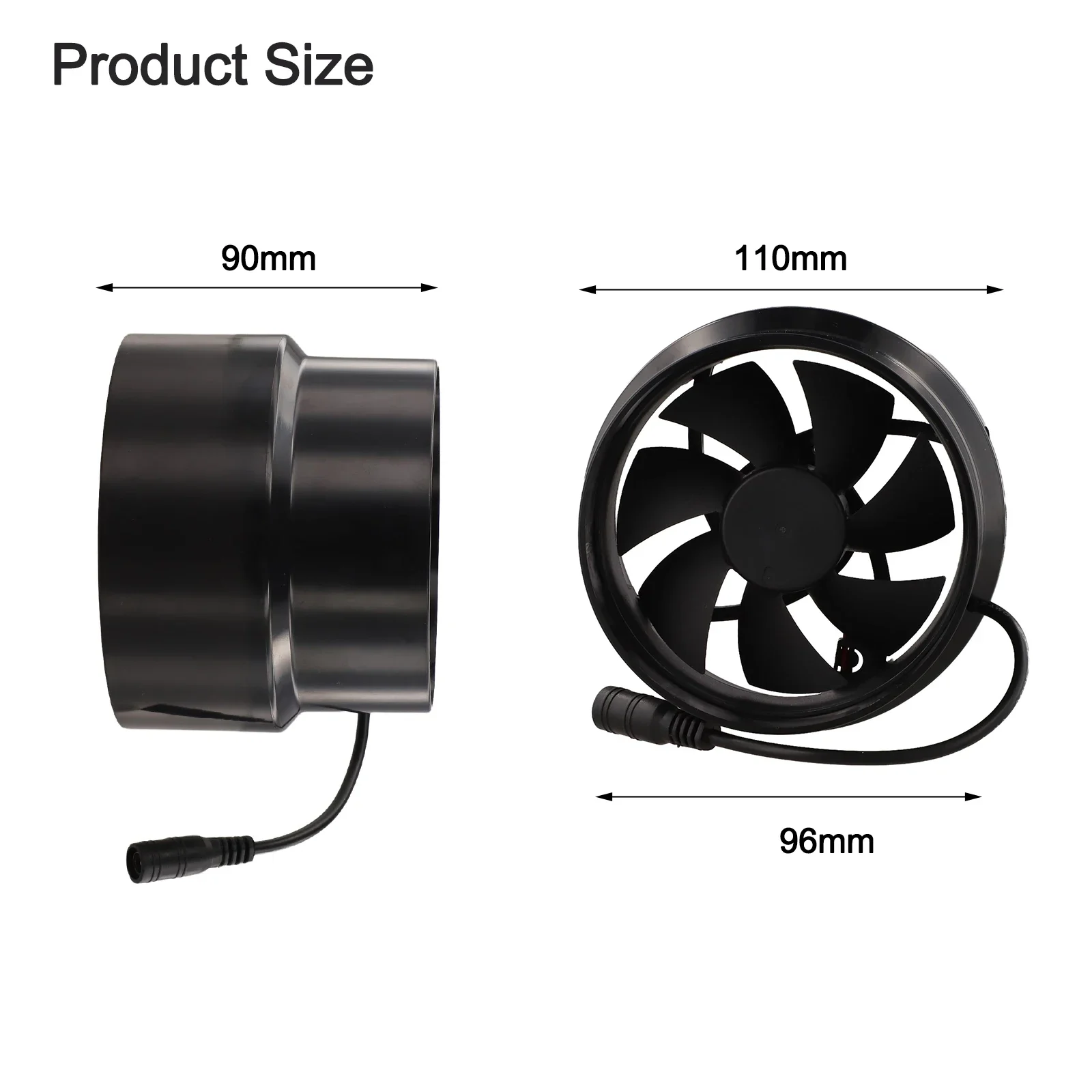 Quiet Ventilation Black Duct Fan Quiet Exhaust Fan For Home Tools Ventilation Fan Efficient Airflow Up To 110m