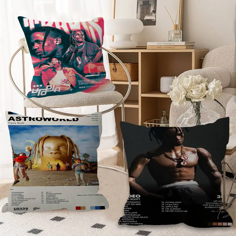 الهيب هوب المغني مغني الراب T-ترافيس سكوت وسادة هدية مكتب المنزل الديكور غرفة نوم أريكة غطاء وسادة السيارة 45x45 #1