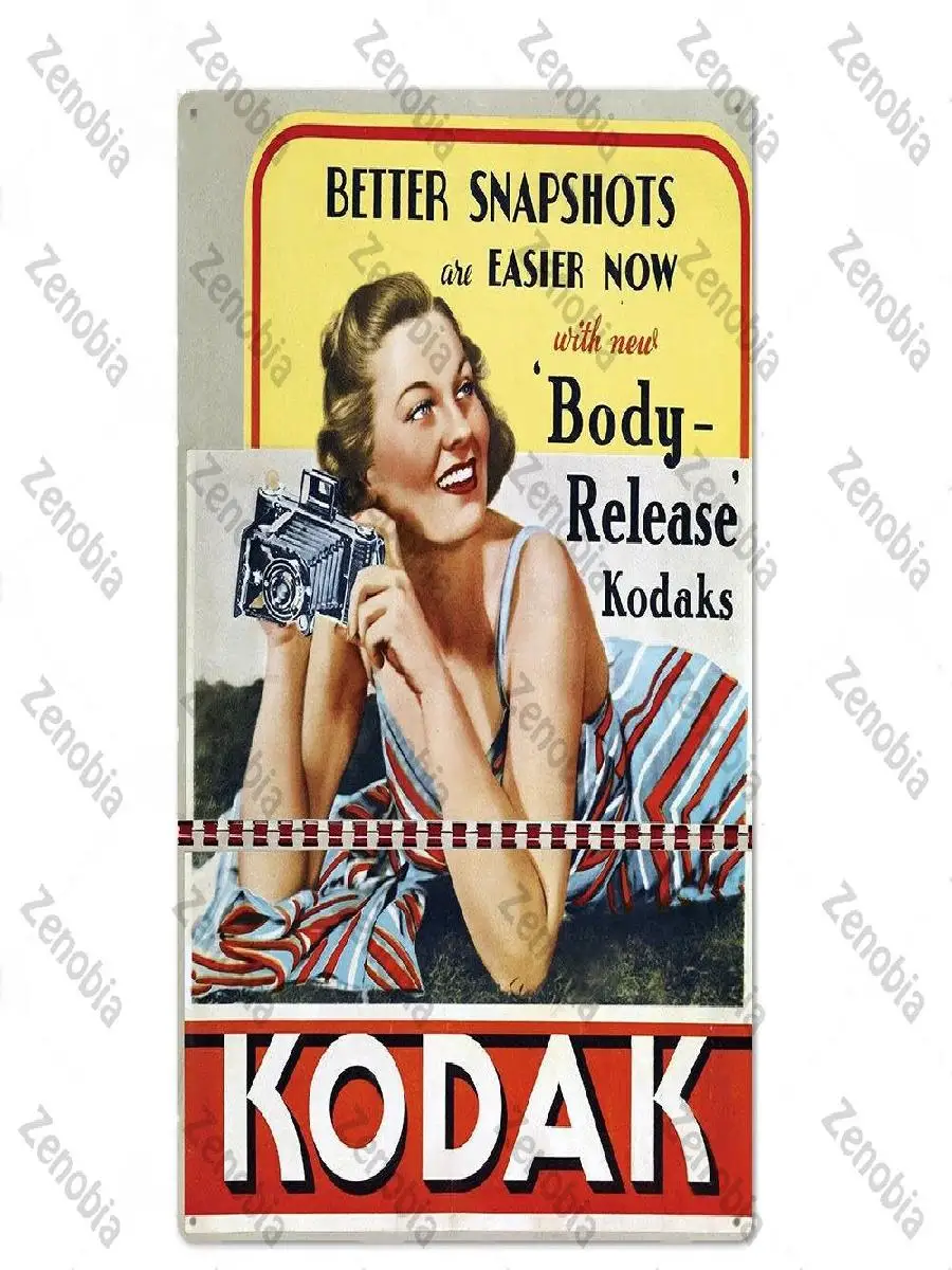 Retro Metal Wall Art Security Camera Sign  Kodak Film Plaque for Photo Studio  Vintage Decorative Metal Plate for Home Decor