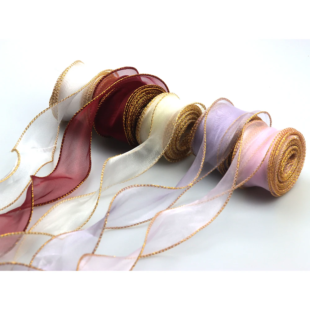 40mm 10Yard Wave Silk Organza Ribbon Lace Ribbons For Bow Hair Ornament  DIY Jewelry Accessories