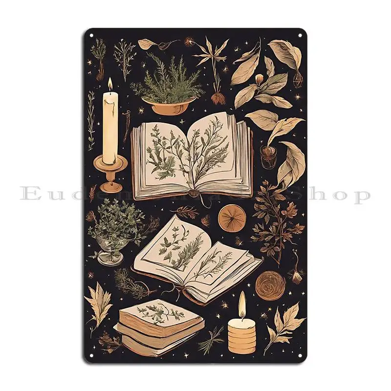 Herbal Grimoire Metal Sign Retro Garage Funny Bar Cave Customized Tin Sign Poster