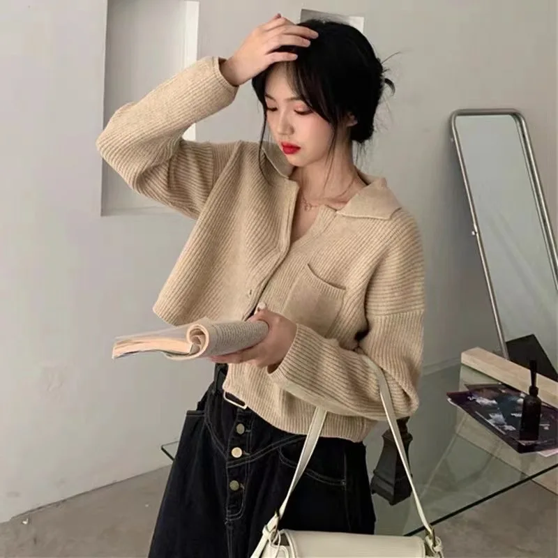 

Весенне-осенний вязаный ор-свитер, женский модный ленивый свитер, красивый одинаковый кардиган V-Ne Long Sve, свободный крой