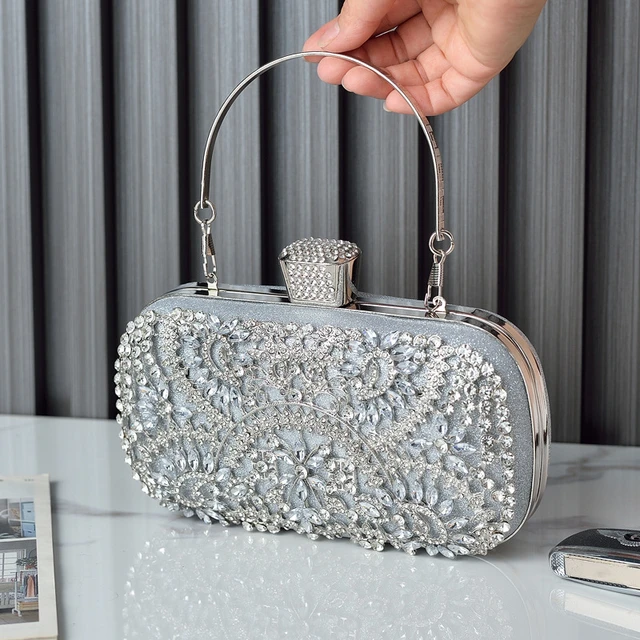 Grey silver clutch bag hotsell