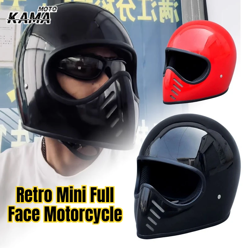 

Мини-мотошлем-интеграл для мужчин и женщин, винтажный, в японском стиле, из стекловолокна, всесезонный