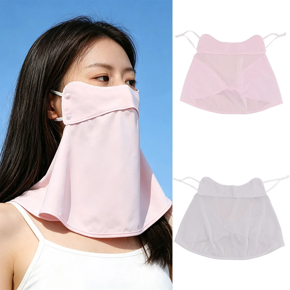 Fashion Summer Face Sunscreen Veil UPF 50+ Anti UV Ice Silk Face Cover Outdoor Breathable Neck Wrap Cover for Male Female