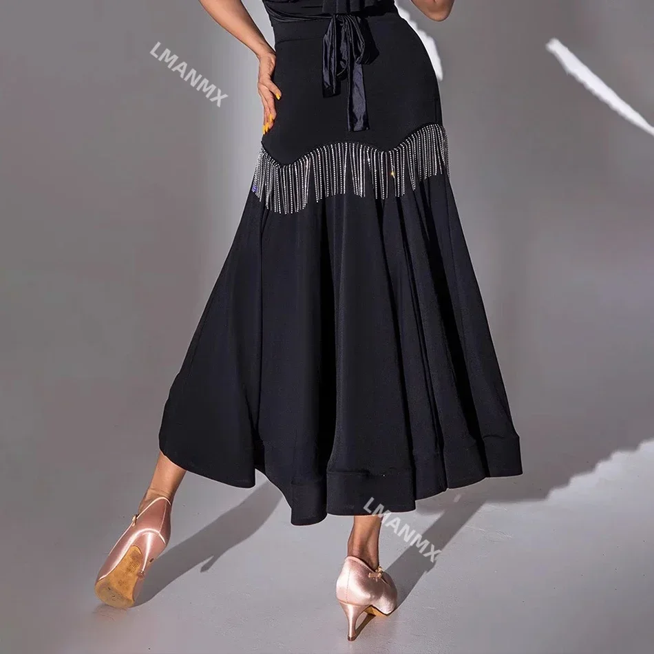 Lotus Long Skirt Female Latin Dance Dress Women Ballroom Dance Samba Rumba Stage Performance Dancewear