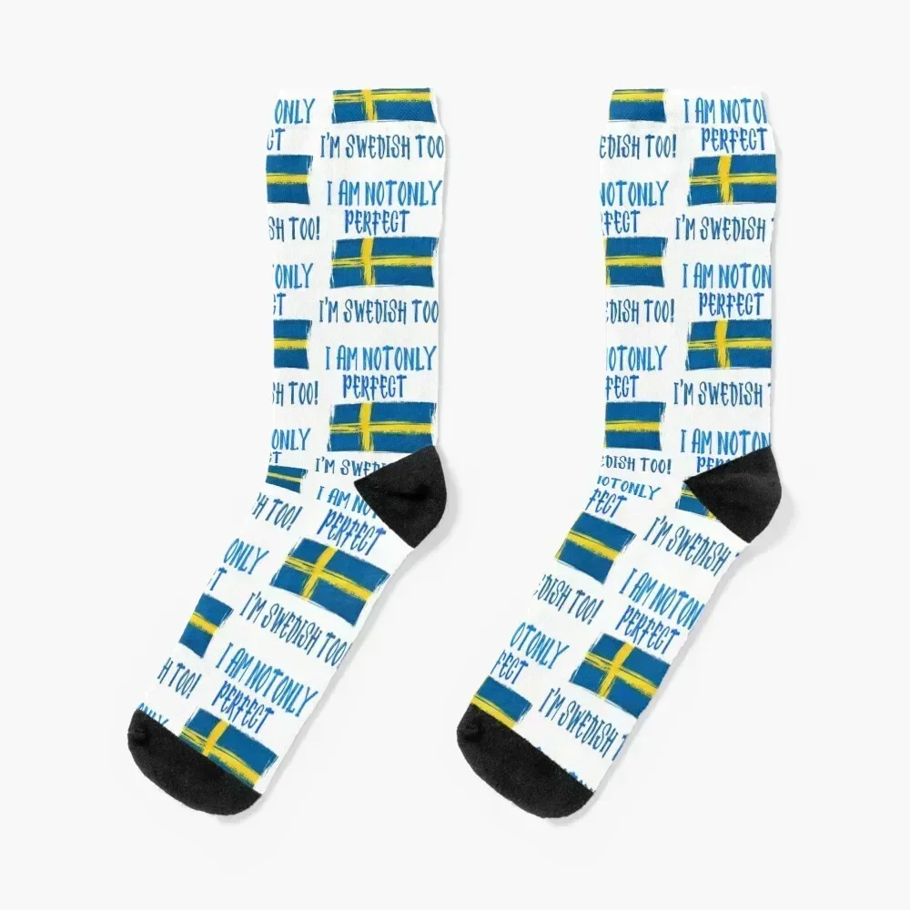 I am not only Perfect, I'm Swedish Too Flag Socks hiphop Rugby christmas stocking Lots Women Socks Men's