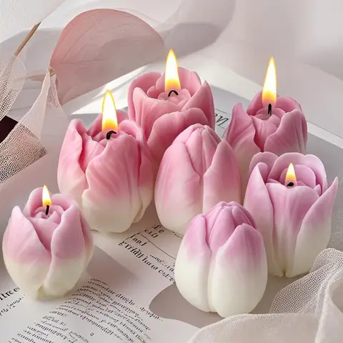 DIY Flowers Tulip Silicone Mold Handmade Scented Candle Plaster Resin Molds Homemade Cookies Chocolate Candy Baking Tool