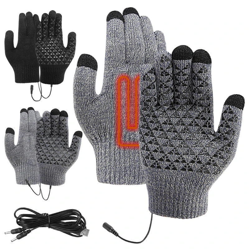 For Cycling Running Driving Hiking Walking USB Touch Screen Gloves Winter Warm Electric Heated Gloves Heated Motorcycle Gloves